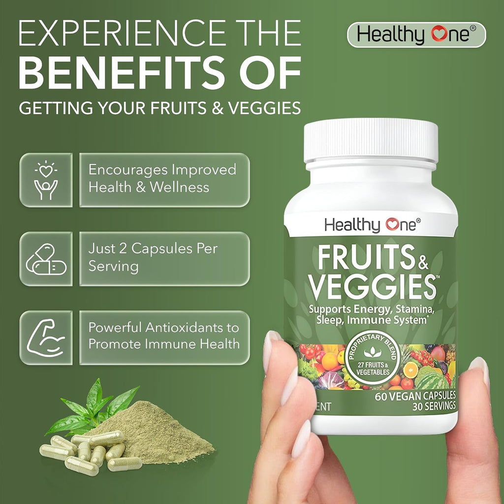 Healthy One Fruits & Veggies Formula - 27 Alimentos Integrales Ecológicos - 120 Cápsulas