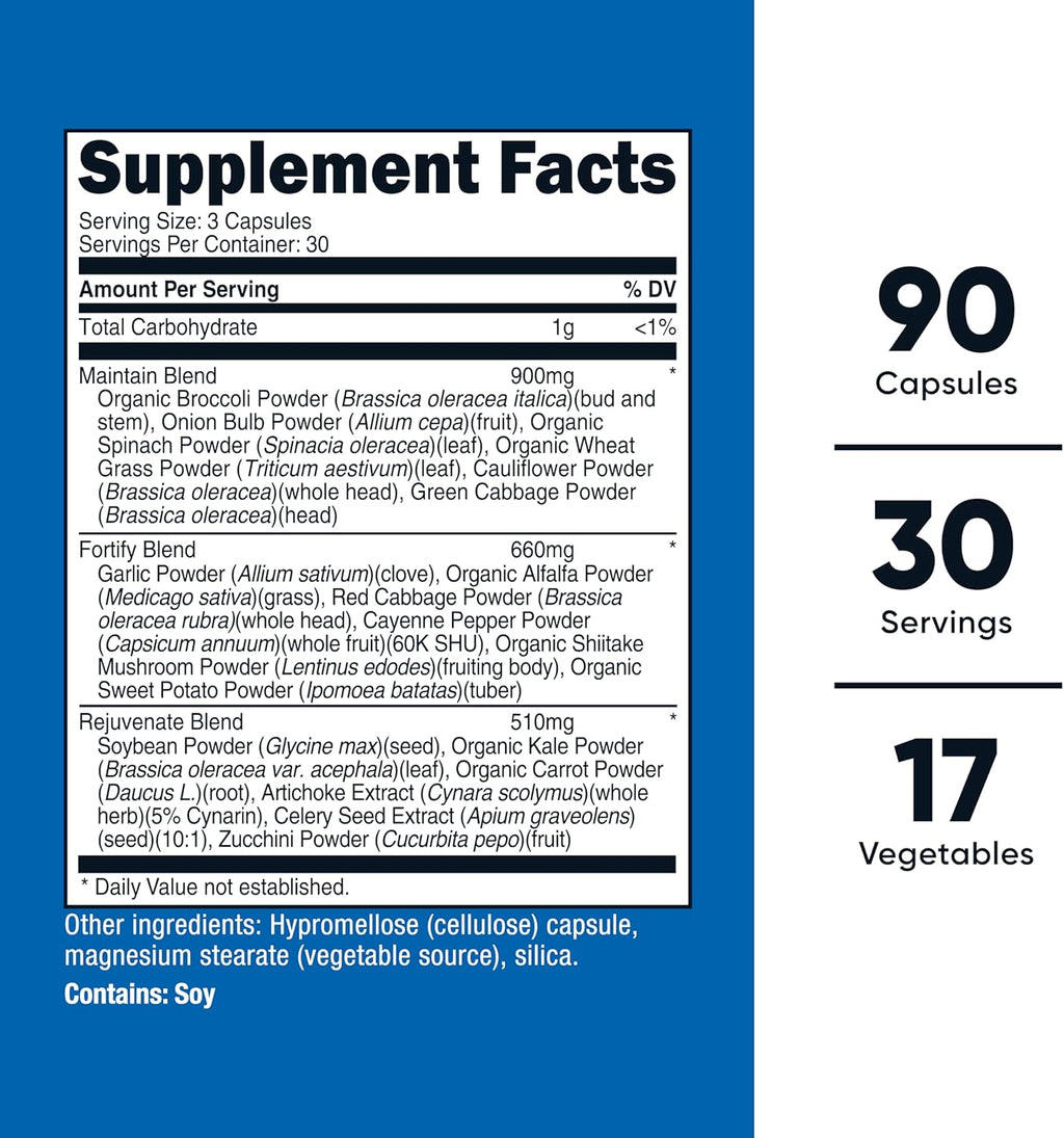 Nutricost Daily Vegetables 90 Cápsulas (30 Raciones) - 17 Verduras