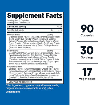 Nutricost Daily Vegetables 90 Cápsulas (30 Raciones) - 17 Verduras – Image 2