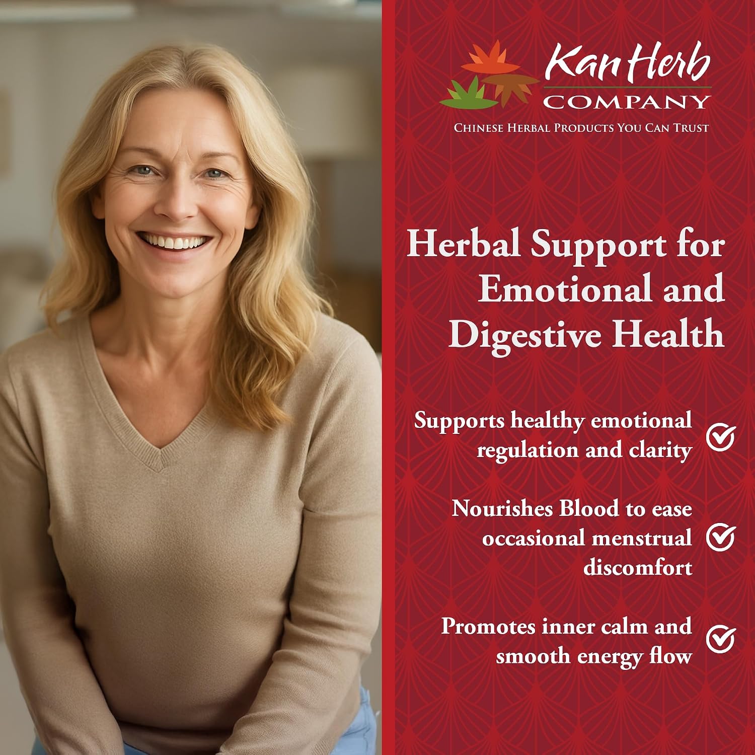 Kan Herbs Relaxed Wanderer Tablets – Fórmula Xiao Yao San, 300 Comprimidos