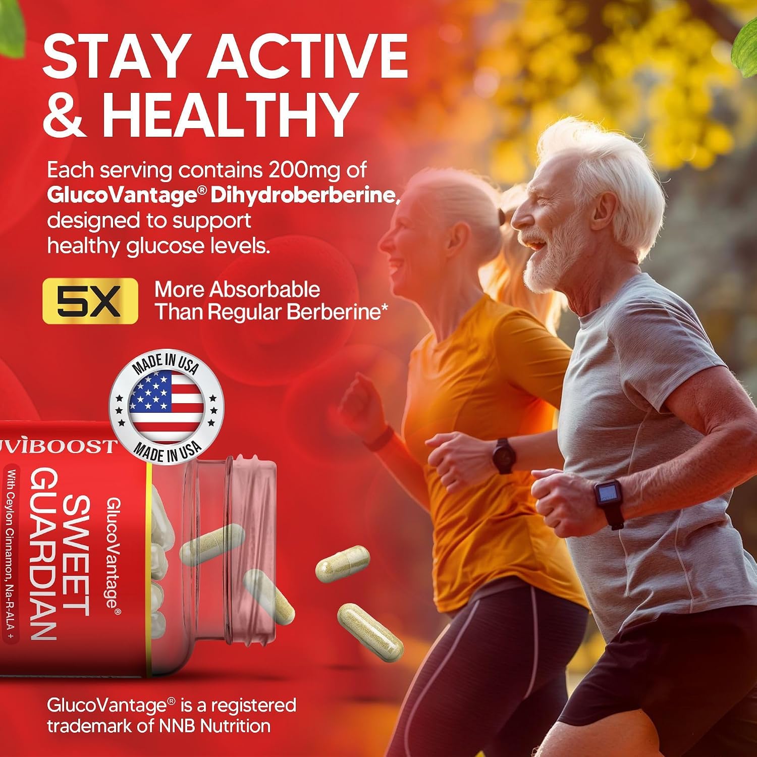 NUVIBOOST Super Dihydroberberine (GlucoVantage®) 200mg con Canela de Ceilán, Ácido Alfa Lipoico, Selenio, Gymnema Sylvestre, Benfotiamina - 60 Cápsulas