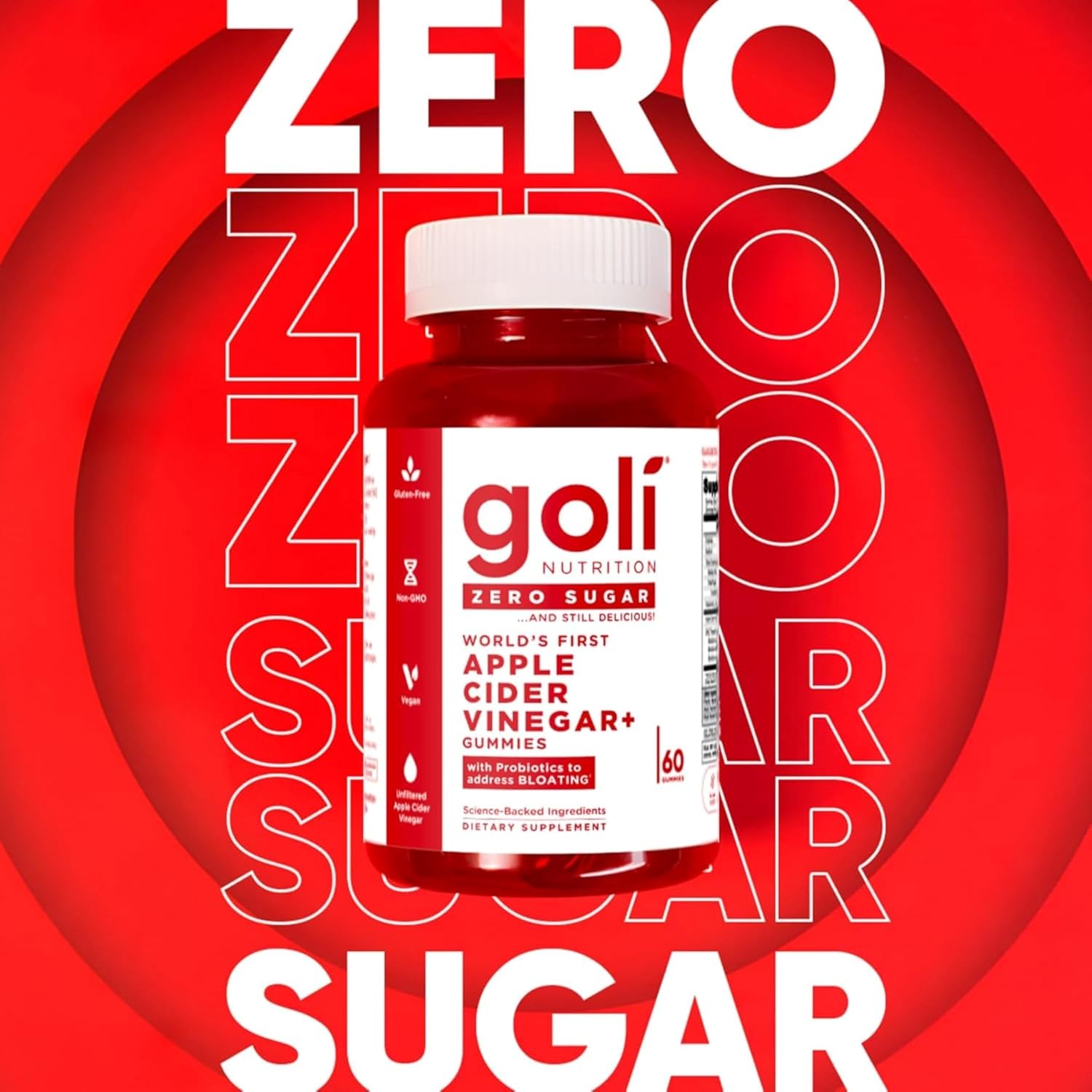 Goli Zero Sugar – Gomitas de Vinagre de Manzana con Vitamina B12 y Probióticos