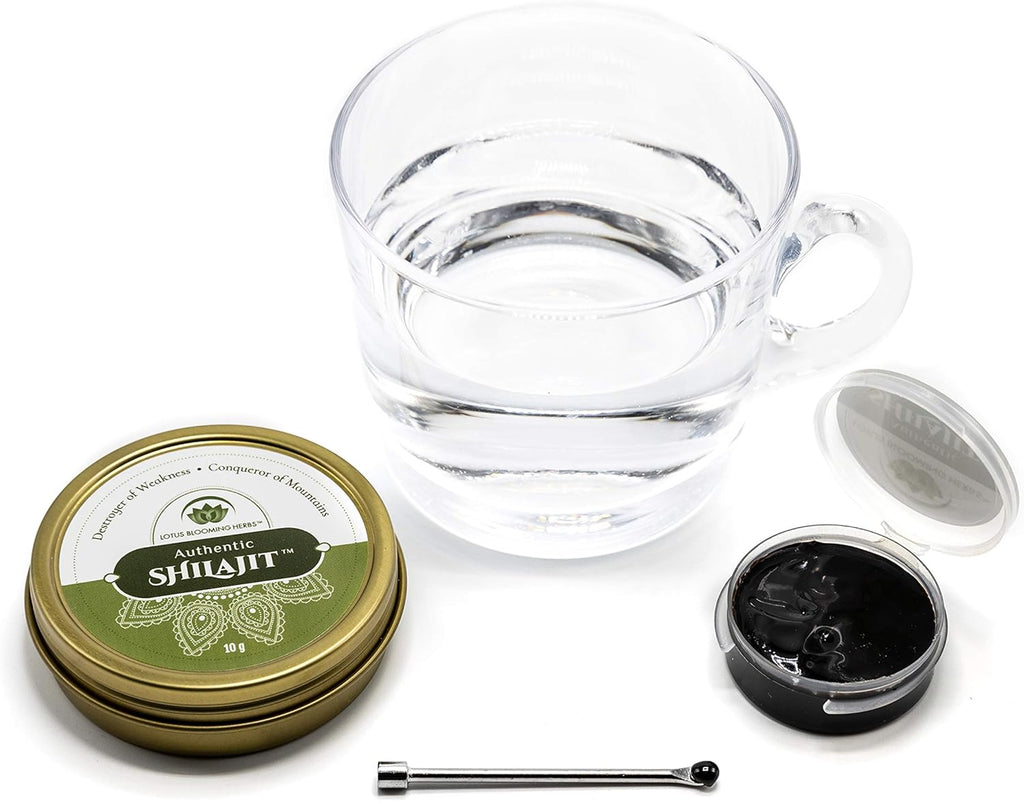 Auténtico Shilajit – Resina Pura de Grado Oro del Himalaya con Ácido Fúlvico y Minerales Traza | Lotus Blooming Herbs | 10 Gramos