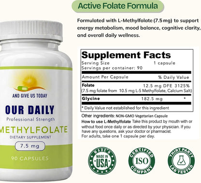 Our Daily Vites L-Methylfolate 7.5mg - 90 Cápsulas – Image 3