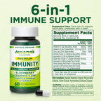 Immune Support 6-en-1 con Saúco, Jengibre, Ginseng Coreano, Vitamina C 500mg, D3 2500UI, Zinc | Cápsulas Veganas – 1 Mes de Suministro | Innervis Nutrition