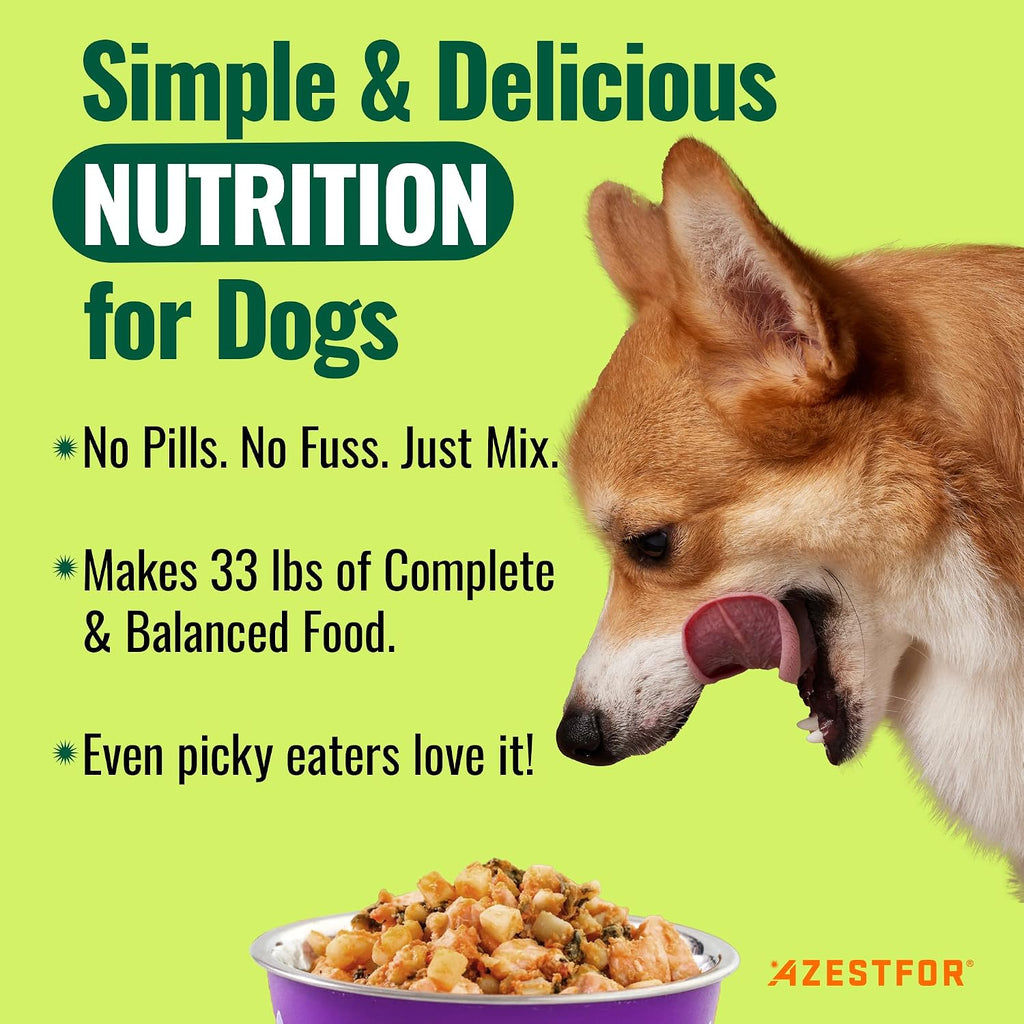 Polvo Pre-Mezcla de Vitaminas para Comida Casera de Perros – 24 Nutrientes Esenciales – Suplemento para Raw, BARF y Sin Granos – Todas las Razas y Edades – 16 oz Sabor Vegetal