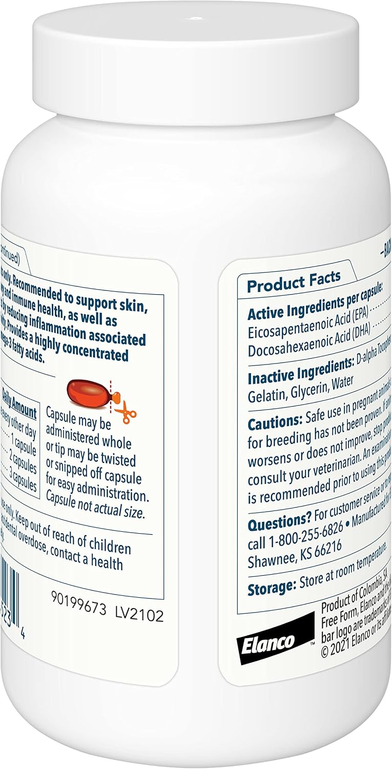 Free Form Snip Tips Omega-3 Aceite de Pescado para Perros y Gatos Pequeños, 60 Cápsulas