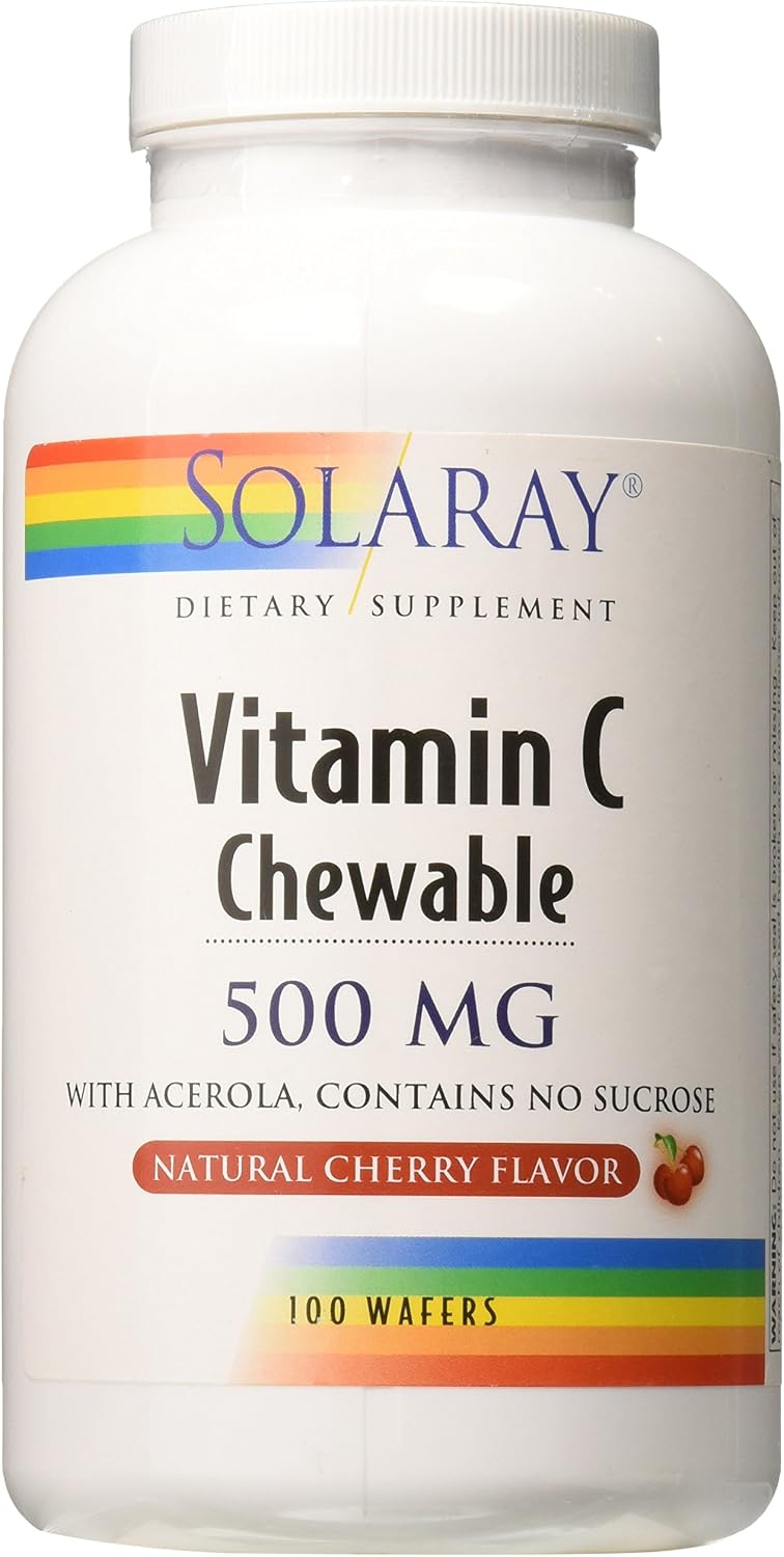 SOLARAY Vitamin C Chewable 500 mg - Natural Cherry Flavor - 100 Chewable Tablets