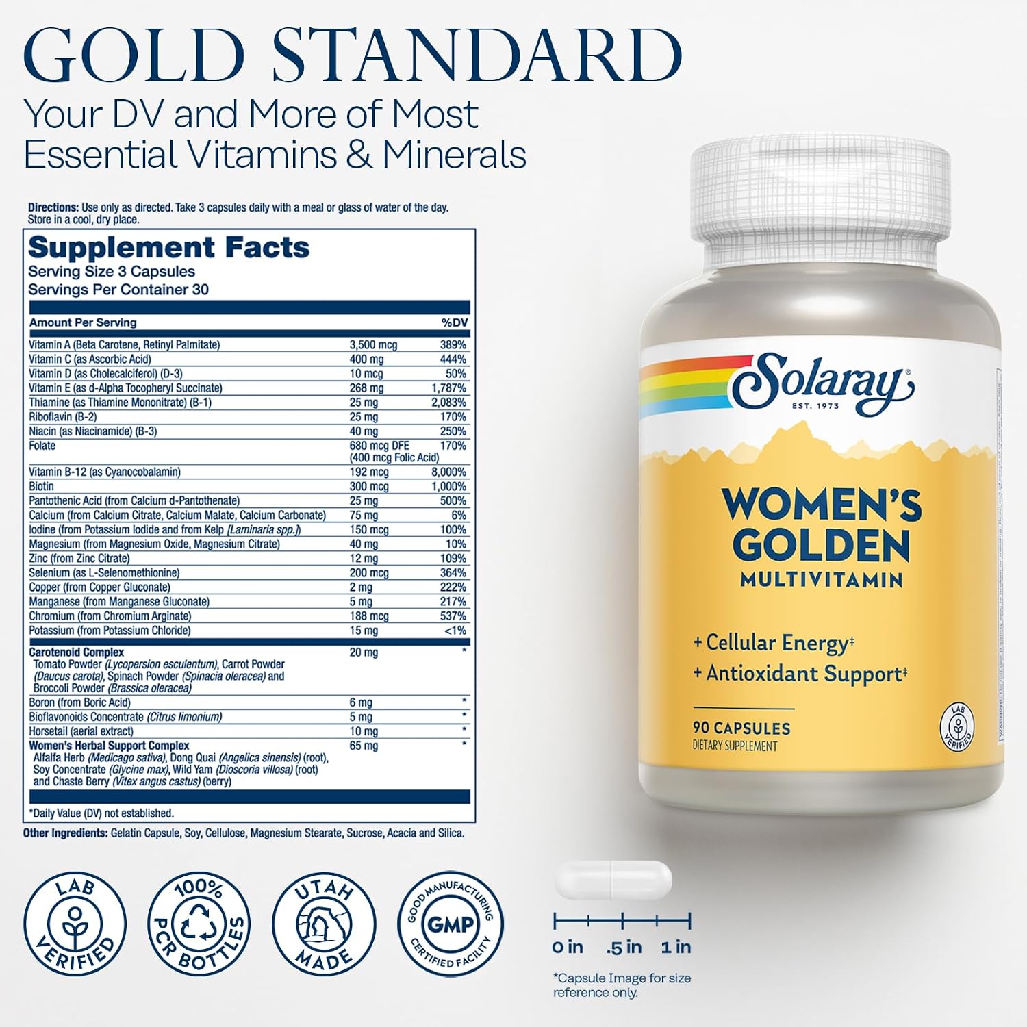 SOLARAY Multivitamínico Golden para Mujer - 90 Cápsulas