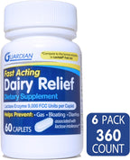 Guardian Dairy Relief Lactasa 9000 FCC – 360 Comprimidos para Intolerancia a la Lactosa