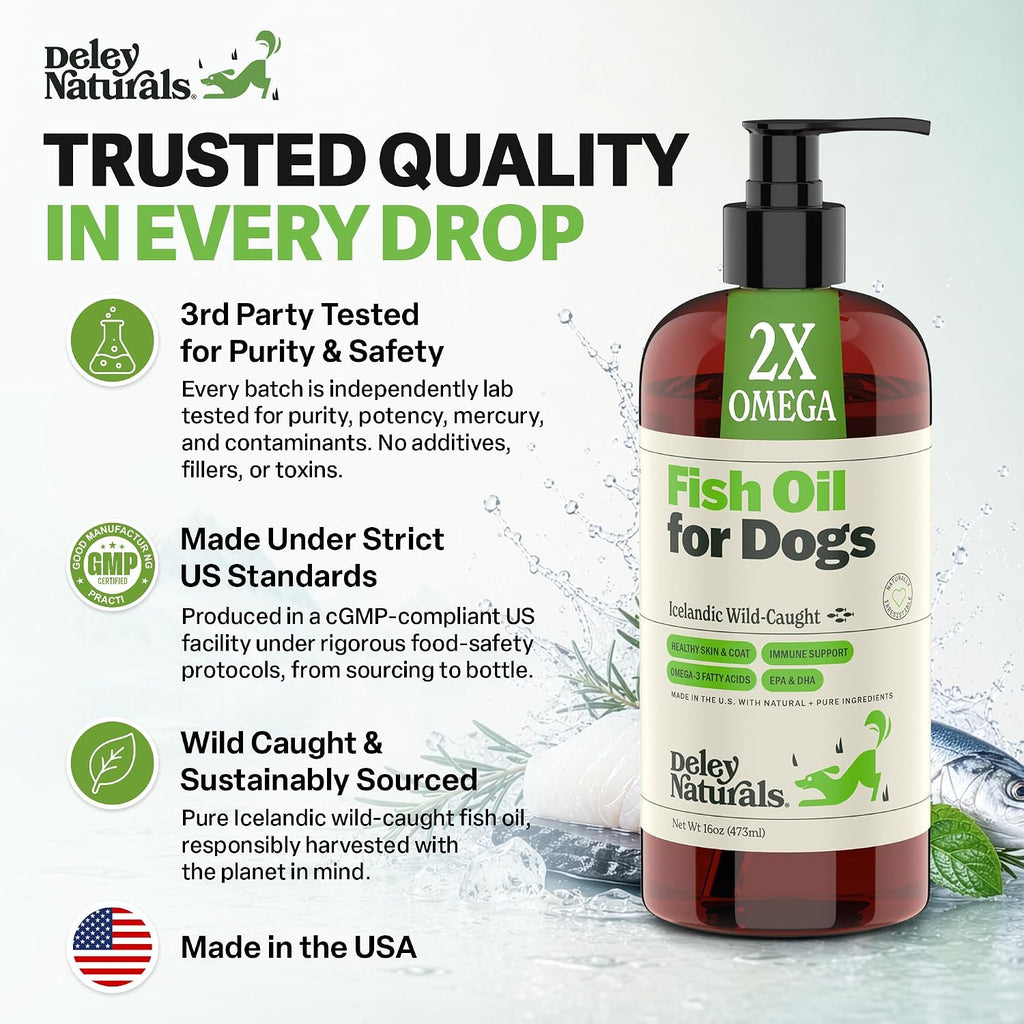 Deley Naturals Icelandic Fish Oil for Dogs - Omega 3 EPA/DHA - 473ml