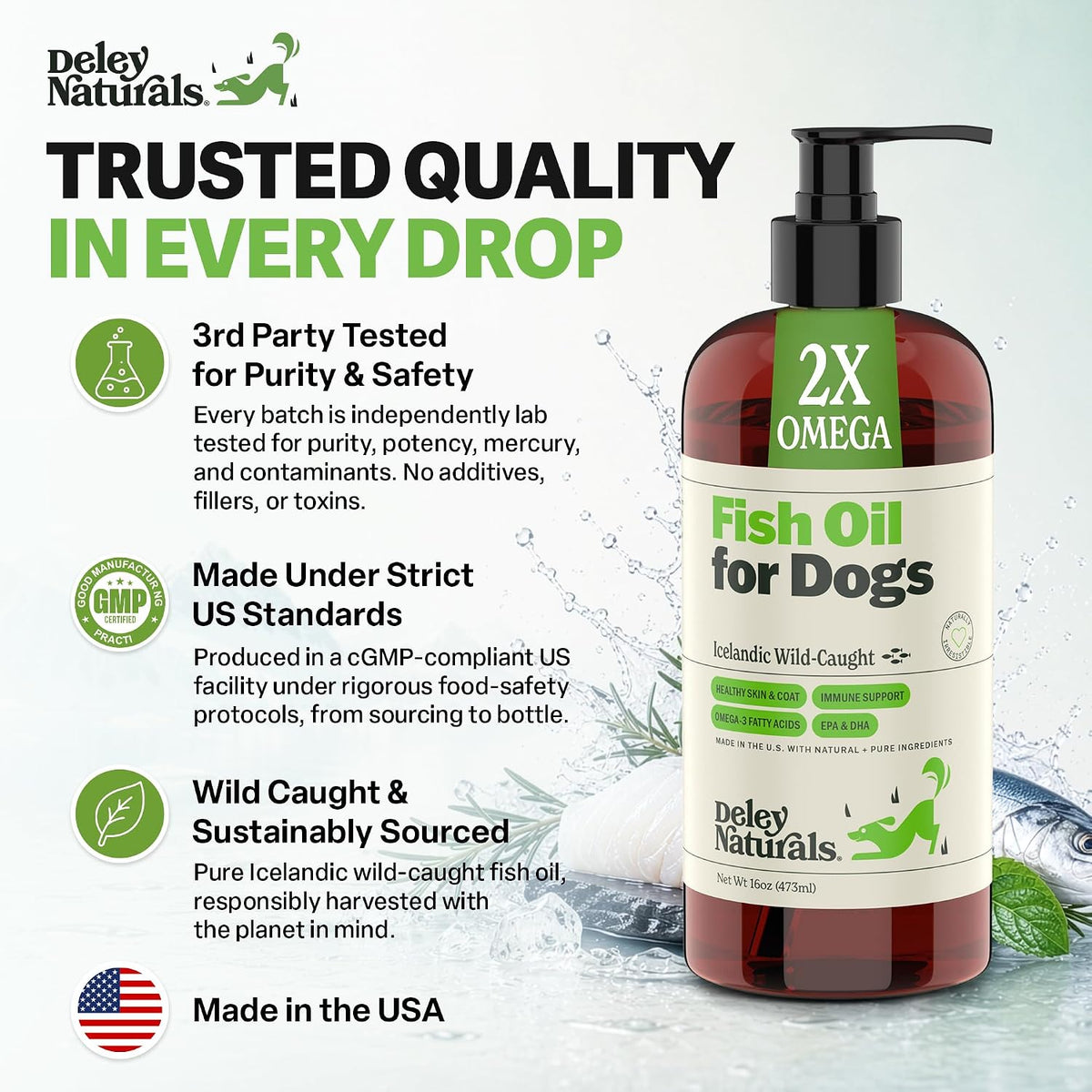Deley Naturals Aceite de Pescado Islandés para Perros - Omega 3 EPA/DHA - 473ml – Image 4
