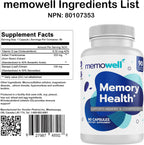 Memowell Suplemento para la Memoria - Fórmula Avanzada para la Salud Cerebral - 90 Cápsulas (30 Días)