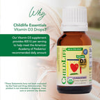 ChildLife Essentials Gotas Orgánicas de Vitamina D3 para Bebés y Niños, 400 IU, Sin Sabor