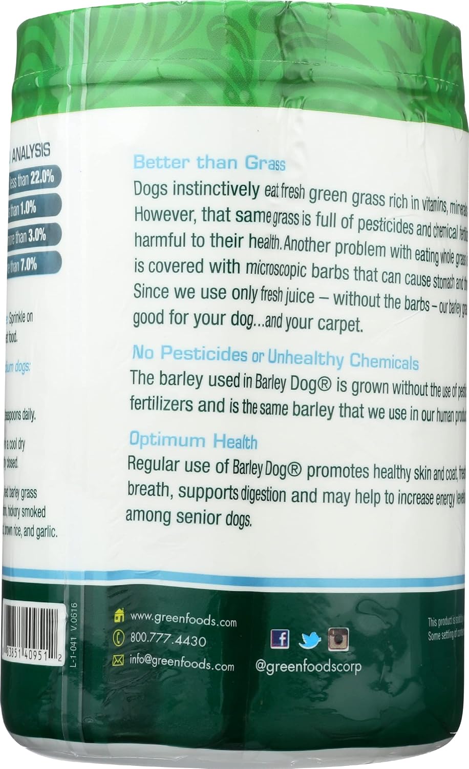 Green Foods Cebada para Perros, 311 g (11 oz)