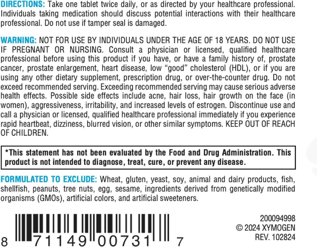 XYMOGEN DHEA Micronizada - 25 mg de Dehidroepiandrosterona - Apoyo Hormonal - Sin Gluten, Soja y Lácteos - 60 Comprimidos
