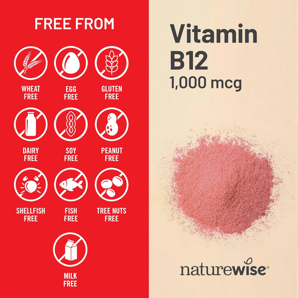NatureWise Vitamina B12 1000 mcg - Complemento Alimenticio para el Metabolismo Energético y la Salud del Sistema Nervioso - 60 Cápsulas Blandas