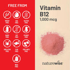 NatureWise Vitamina B12 1000 mcg - Complemento Alimenticio para el Metabolismo Energético y la Salud del Sistema Nervioso - 60 Cápsulas Blandas