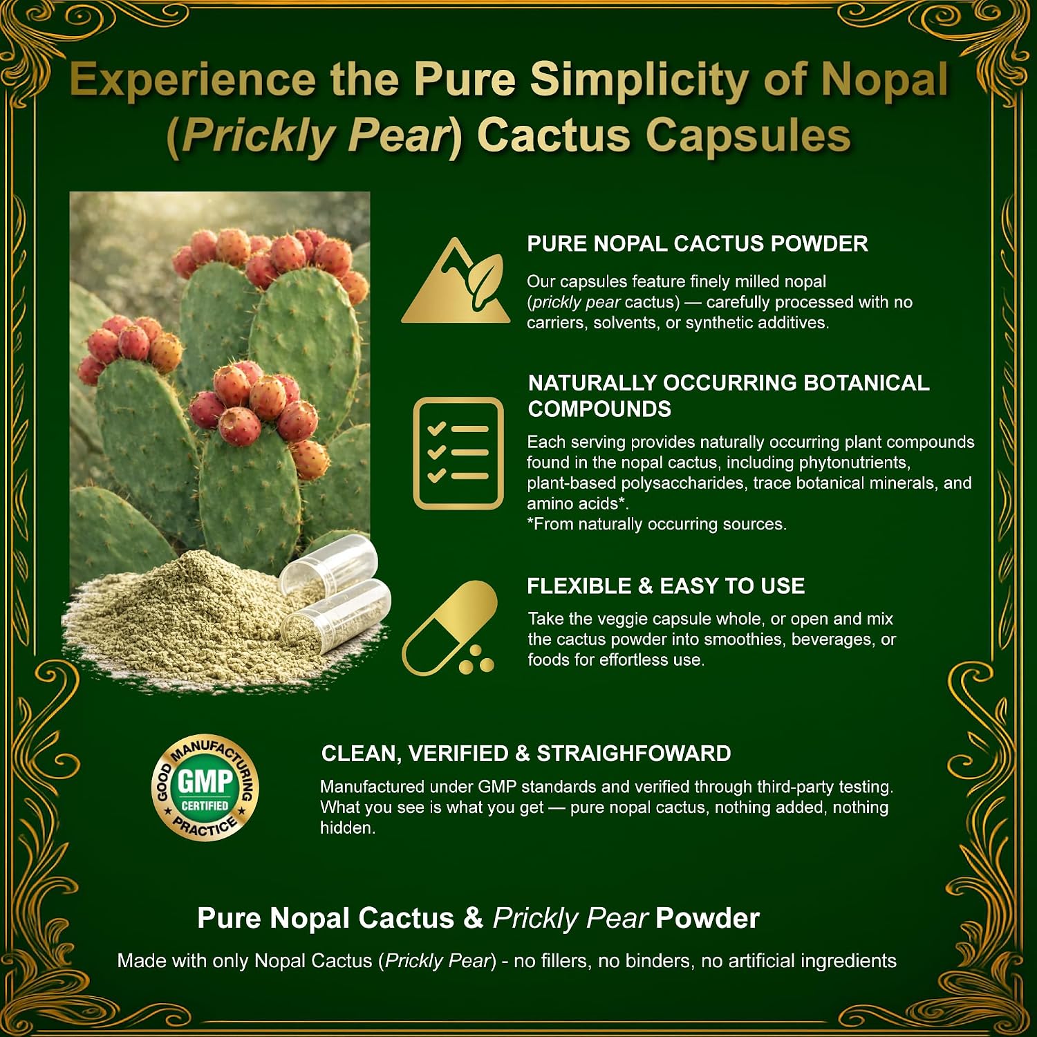 Nopal Cactus Capsules and Prickly Pear Drops Combo, 120 cápsulas + 60 ml
