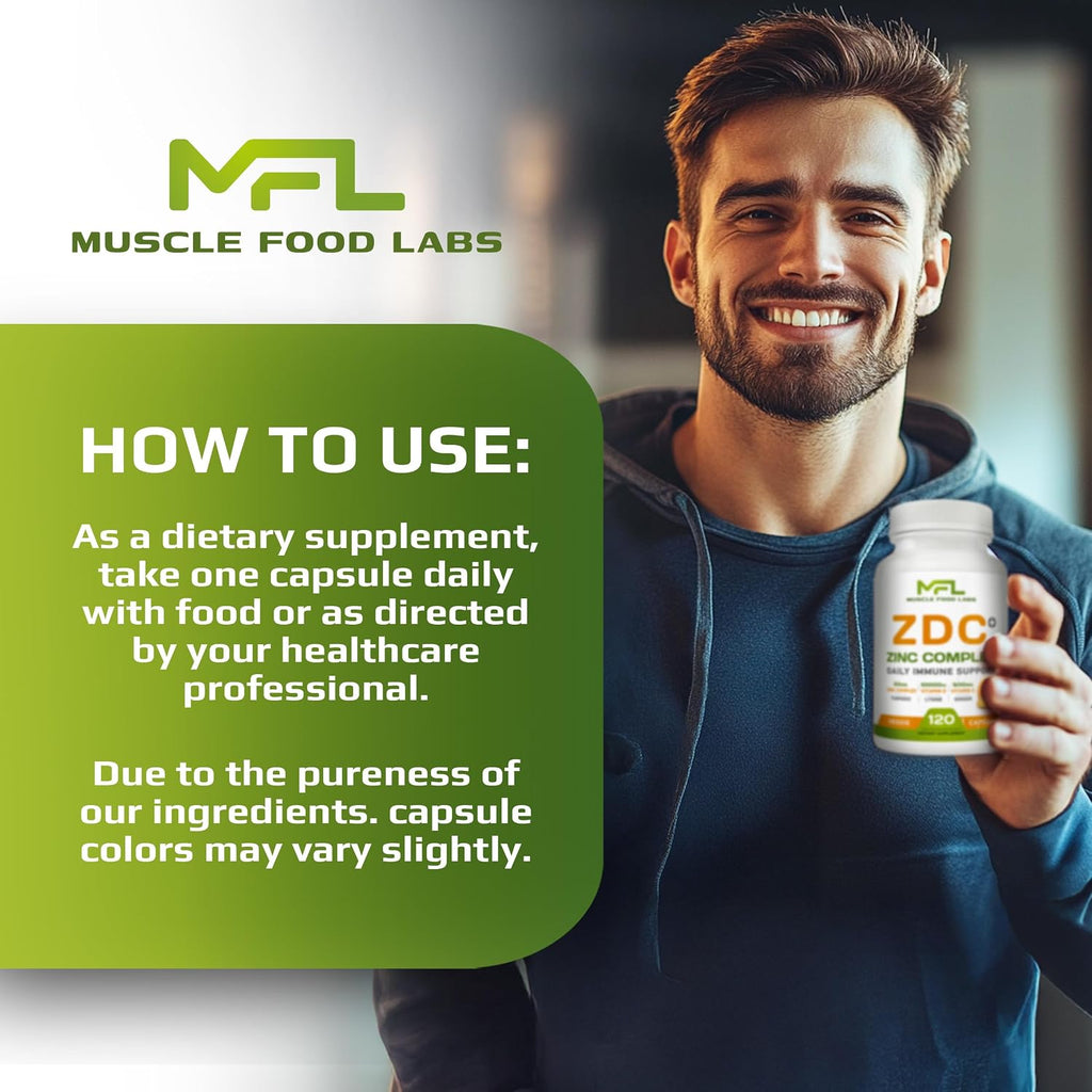 Z D C Plus | Vitamina C 500mg, D3 250 IU, Zinc 25mg | 120 Cápsulas Veganas