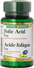Nature's Bounty Ácido Fólico 1 mg, 150 Comprimidos (El empaque puede variar)
