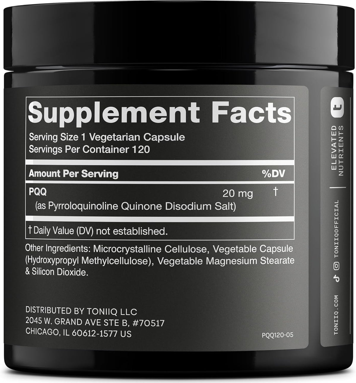 Toniiq PQQ 20mg - 120 Cápsulas - Suplemento de Pirroloquinolina Quinona de Alta Pureza (99%+) – Image 2
