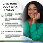Apoyo Tiroideo para Mujeres - Selenio 200 mcg, Astragalus, Zinc y Yodo - Complejo 21 en 1 con Hierbas Adaptógenas - Vegano, No Transgénico - 60 Cápsulas