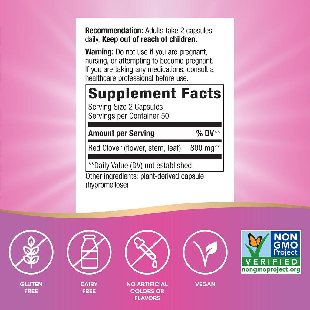 Nature's Way Trébol Rojo 800 mg - 100 Cápsulas Veganas