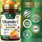 Vitamina C 1000 mg Masticable sin Azúcar con Escaramujo - 120 Comprimidos - Nature's Nutrition