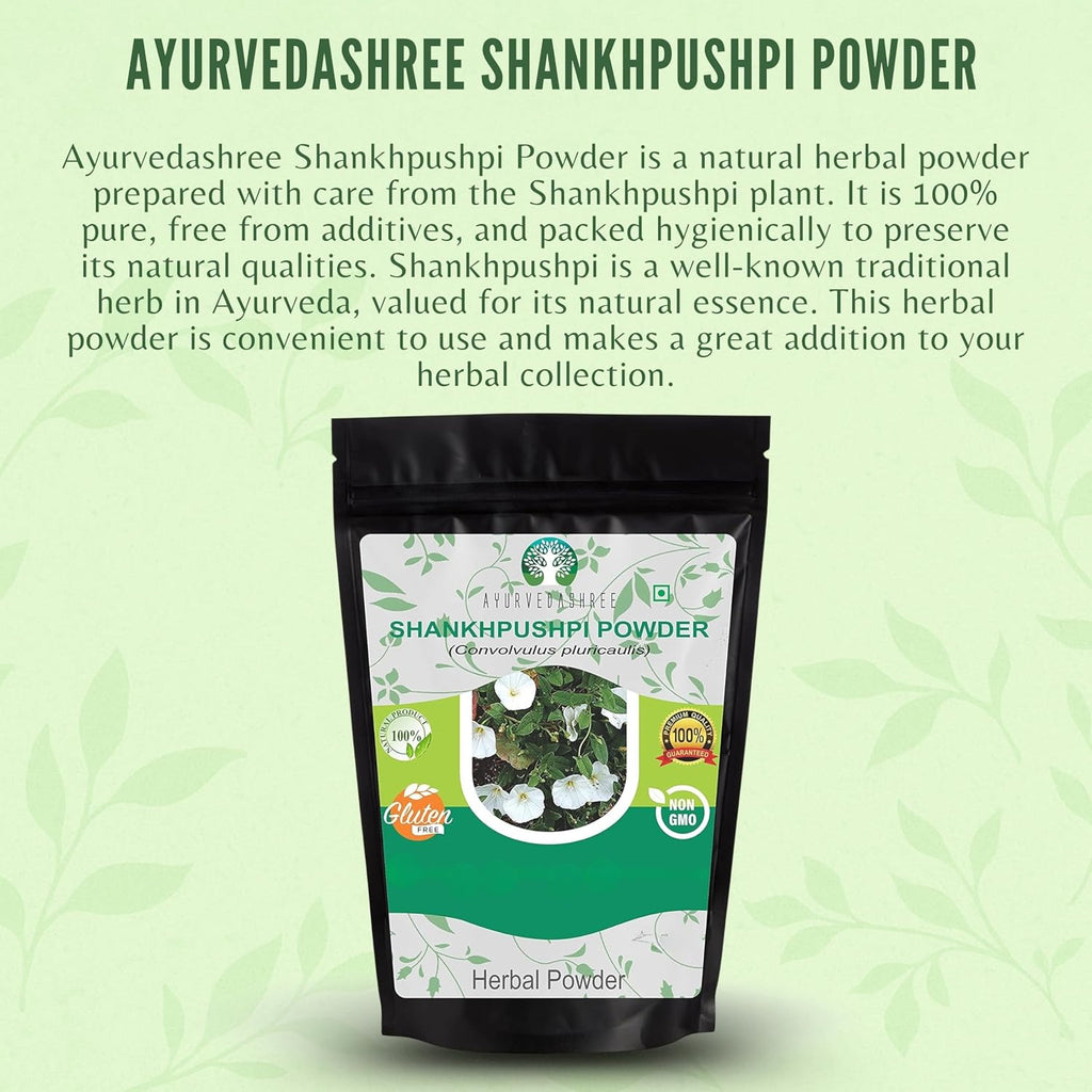 Ayurvedashree Shankhpushpi Powder 50g | Convolvulus Pluricaulis | Vegano | Sin Gluten