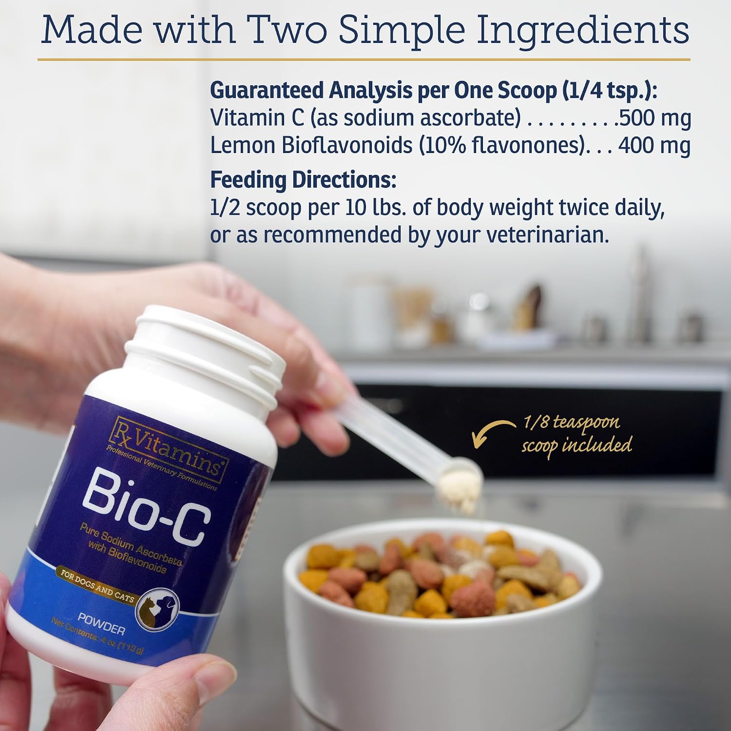 Rx Vitamins Bio-C - Vitamina C para Perros y Gatos con Bioflavonoides de Limón - 113 g