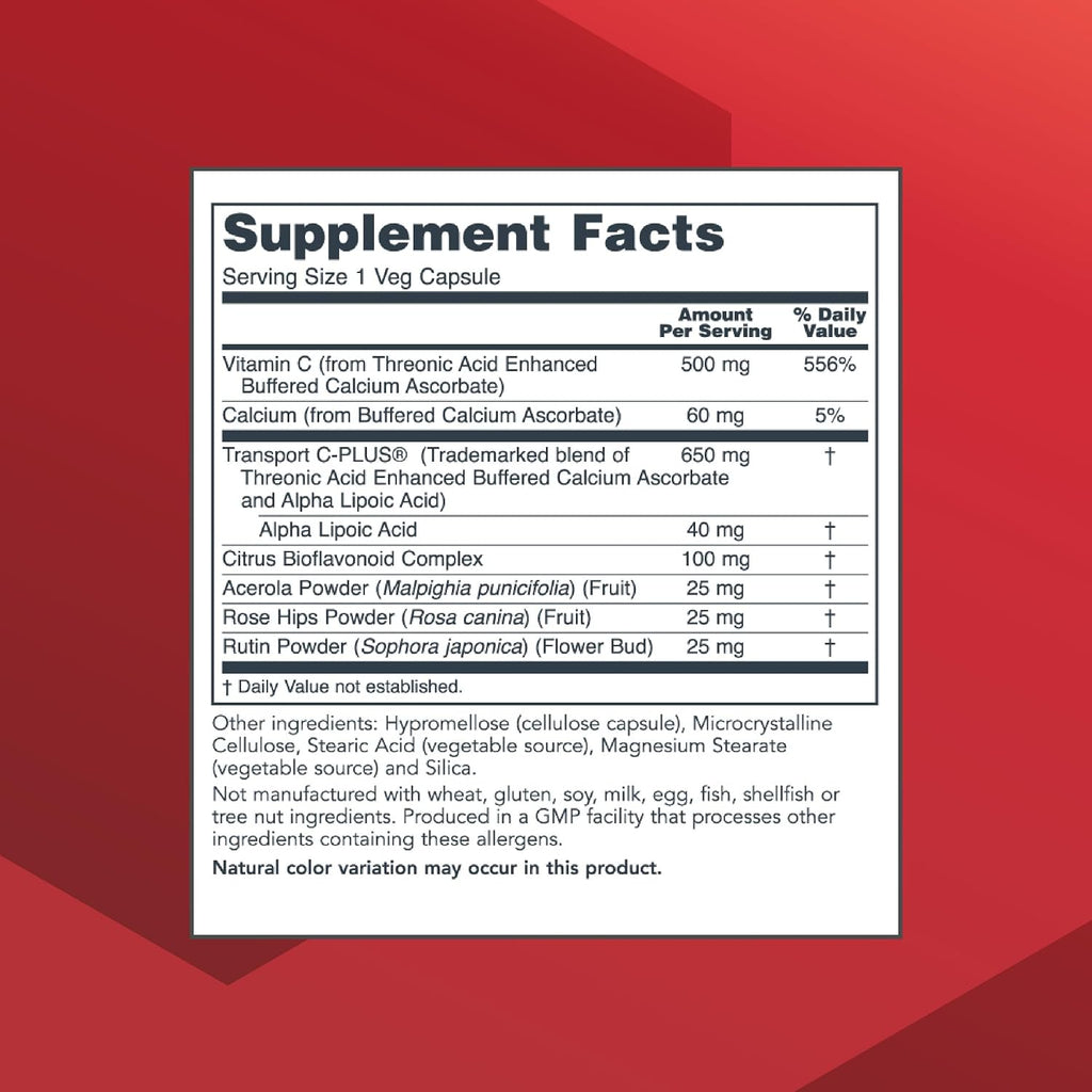 PROTOCOL FOR LIFE BALANCE Protosorb C 500 - Vitamina C altamente absorbible - con Ácido Alfa-Lipoico - 100 Cápsulas Vegetales