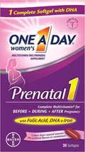 One-A-Day Prenatal 1 with DHA and Folic Acid, 30 Capsules (Pack of 6)
