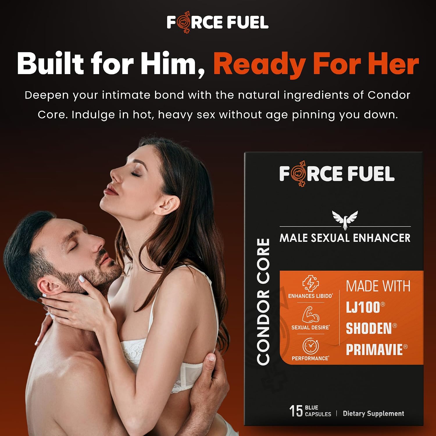 FORCE FUEL Condor Core – Cápsulas para Hombres con Tongkat Ali, Ashwagandha y Shilajit