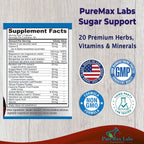 YUMMYVITE Sugar Support - Suplemento con Canela, Cromo, Mora, Ácido Alfa Lipoico - 20 Hierbas y Vitaminas - 60 Cápsulas