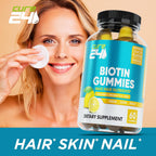 Cure24 - Gominolas de Biotina con Vitamina C, E, Colágeno y Zinc - 60 Gominolas