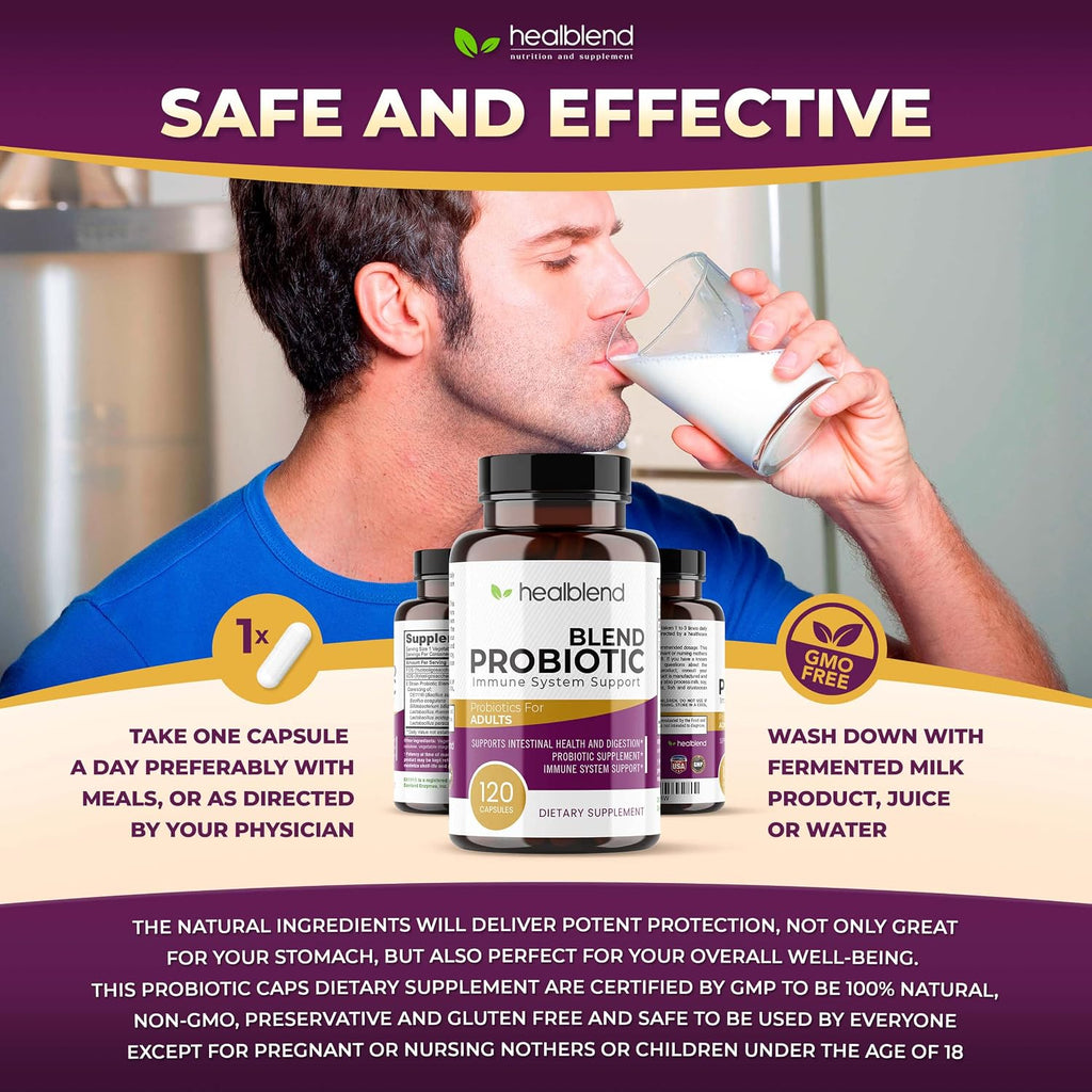 healblend Probiotic – 120 Cápsulas Veganas para Salud Digestiva e Inmunidad