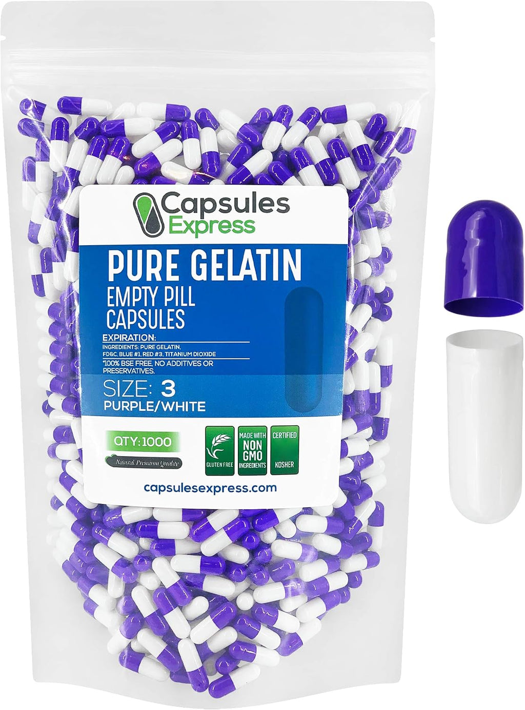 XPRS Nutra Cápsulas Vacías Tamaño 3 - 10000 Unidades Color Blanco