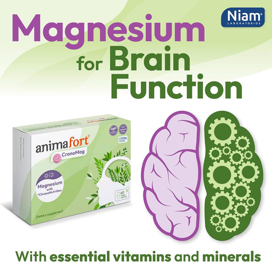 Animafort CronoMag: Complejo de Magnesio con 6 Sales de Alta Absorción, Vitaminas B12 y D, 60 Cápsulas