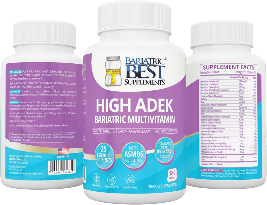 Bariatric Best High ADEK Multivitamínico - 180 Comprimidos (3 Meses)