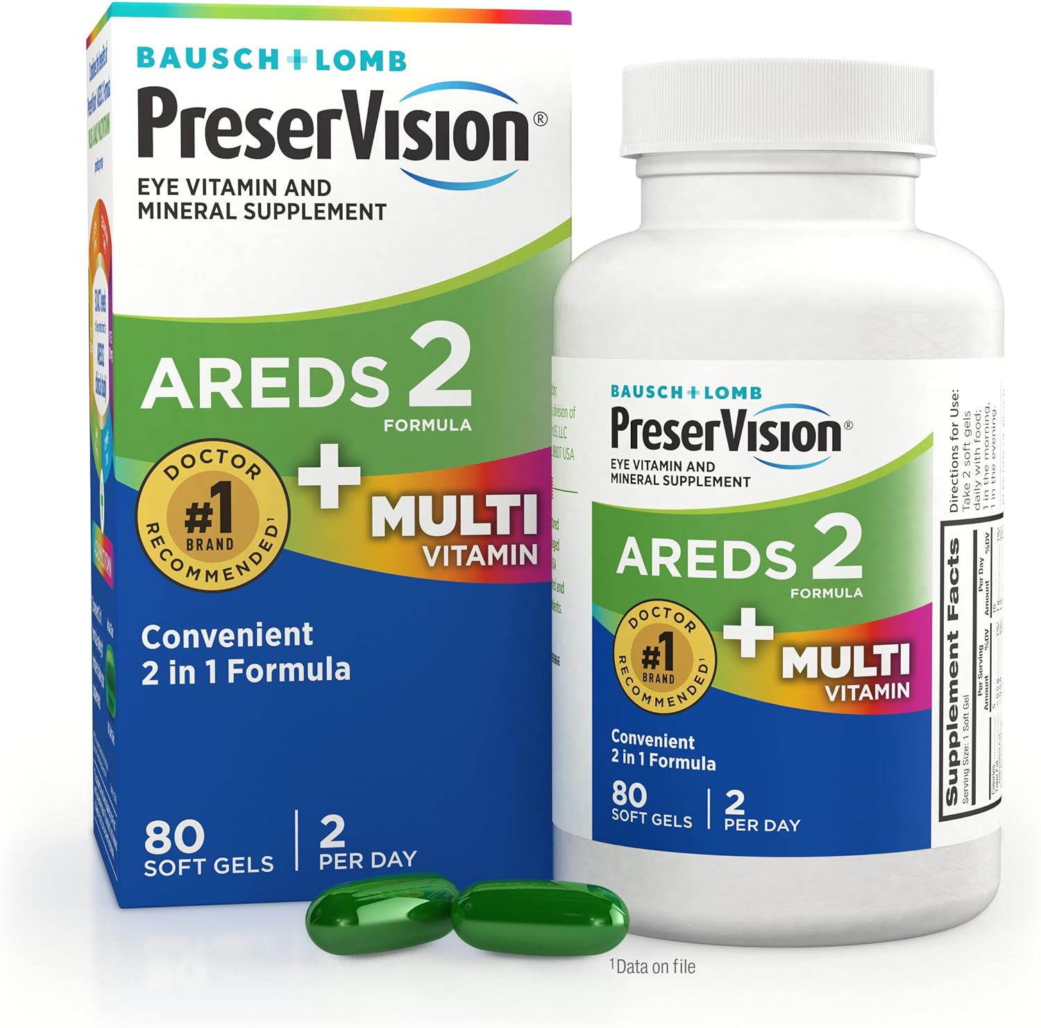 PreserVision AREDS 2 + Multivitamin 2-en-1, 80 Cápsulas Blandas