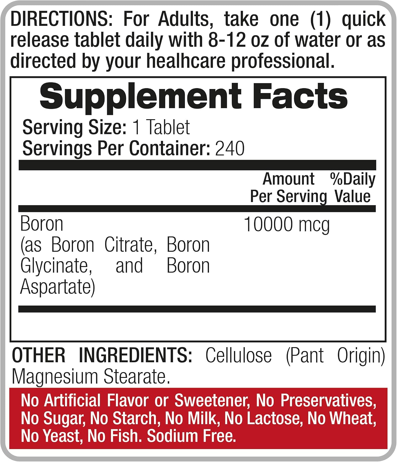 Boron 10 mg - 240 Porciones - Suplemento de Boro - FITO MEDIC'S Lab