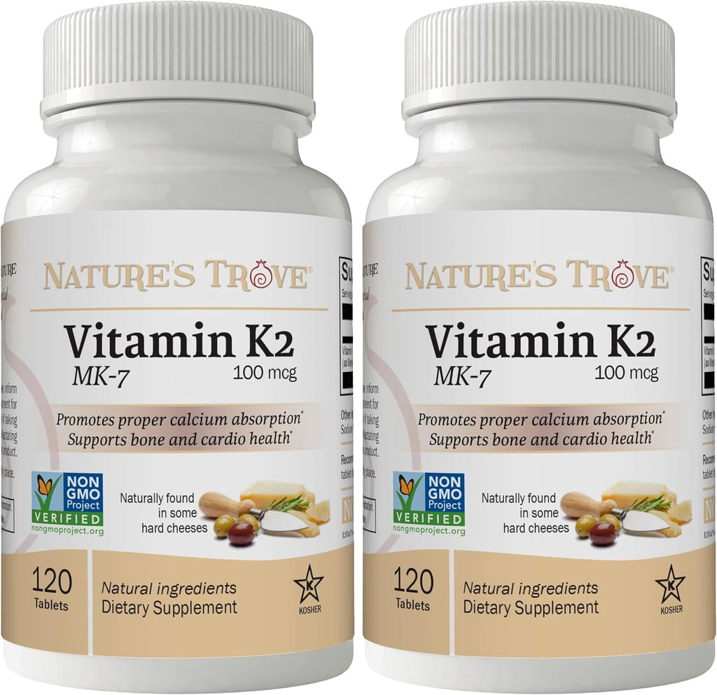 Vitamina K2 MK7 100mcg, 120 Cápsulas Veganas - Nature's Trove