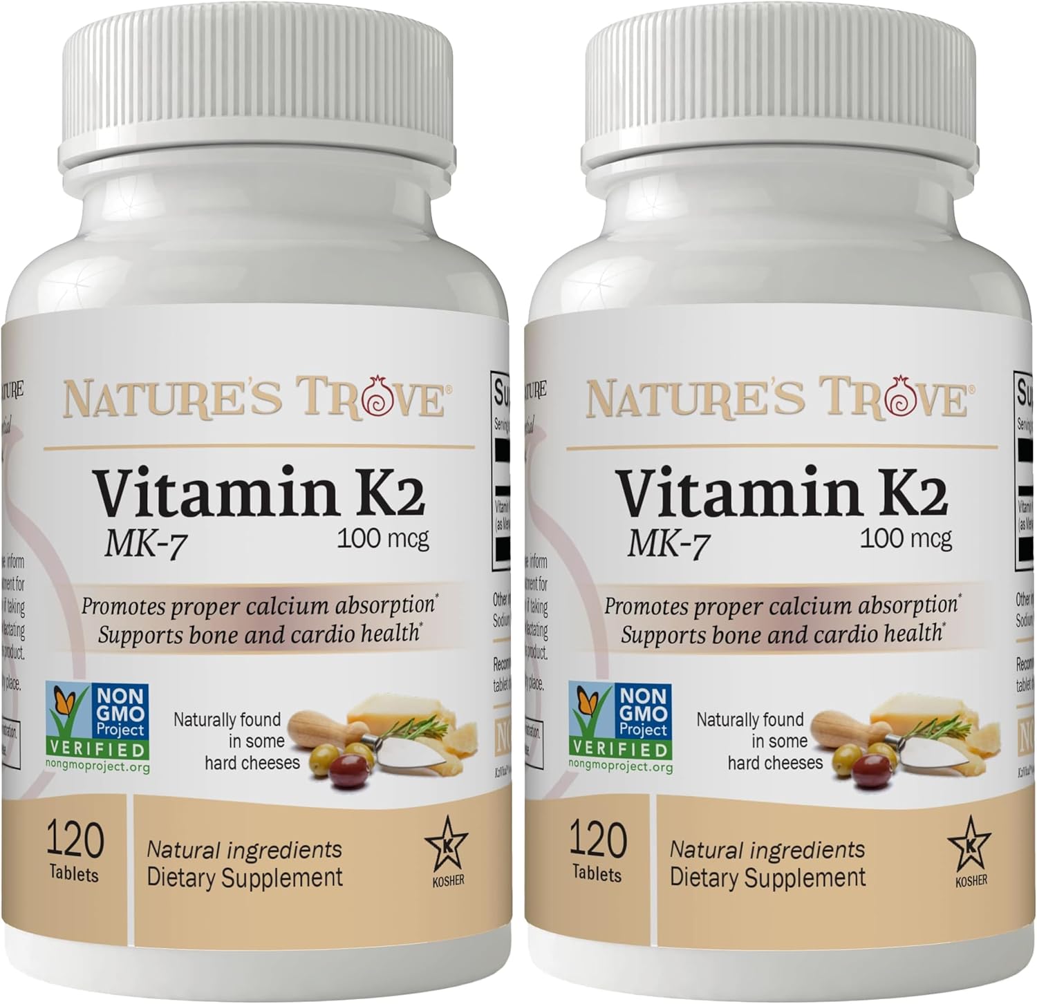 Vitamina K2 MK7 100mcg, 120 Cápsulas Veganas - Nature's Trove