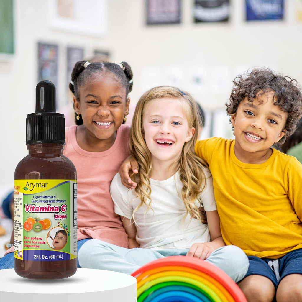 Arymar Vitamin C Drops – Gotas de Vitamina C, 60 ml, Sabor Naranja, Vegano