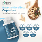 PureLife Organics Pure Neuro – Complemento para Eliminar la Niebla Mental, Apoyo a la Memoria y Enfoque – 60 Cápsulas Veganas y Sin Gluten – Fórmula del Doctor