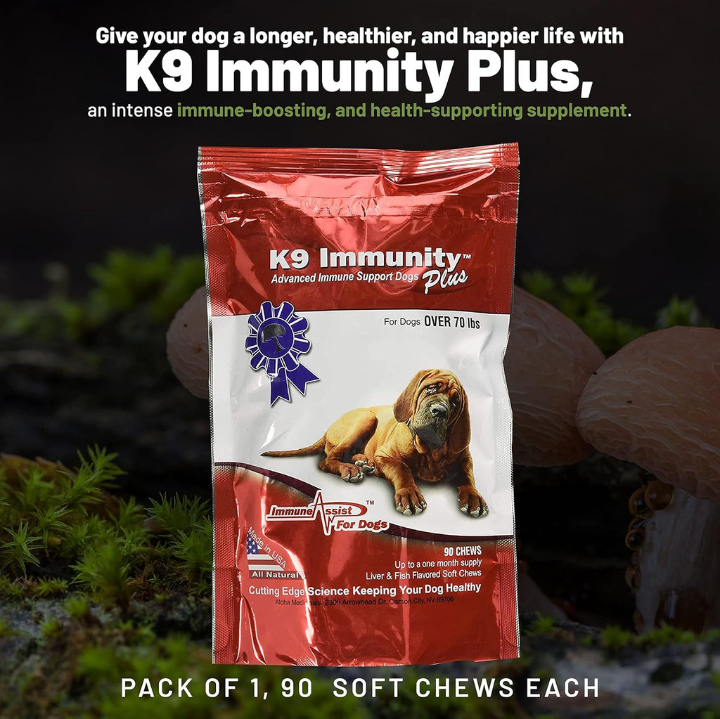 K9 Immunity Plus - Refuerzo Inmune Potente para Perros de más de 70 lbs - 90 Masticables Suaves