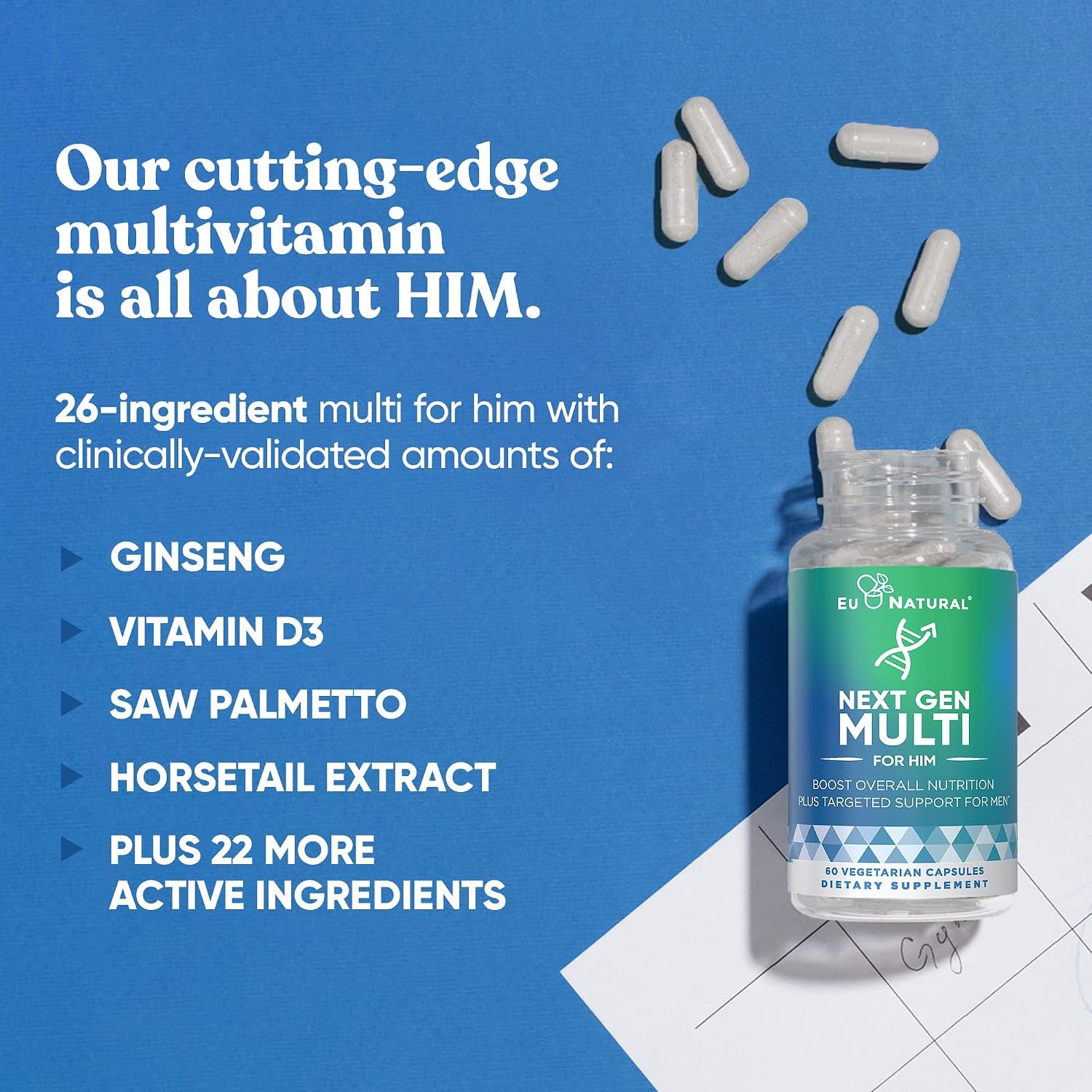 Next Gen Multi for Him - Multivitamínico Avanzado para Hombres - 26 en 1 - 60 Cápsulas Veganas
