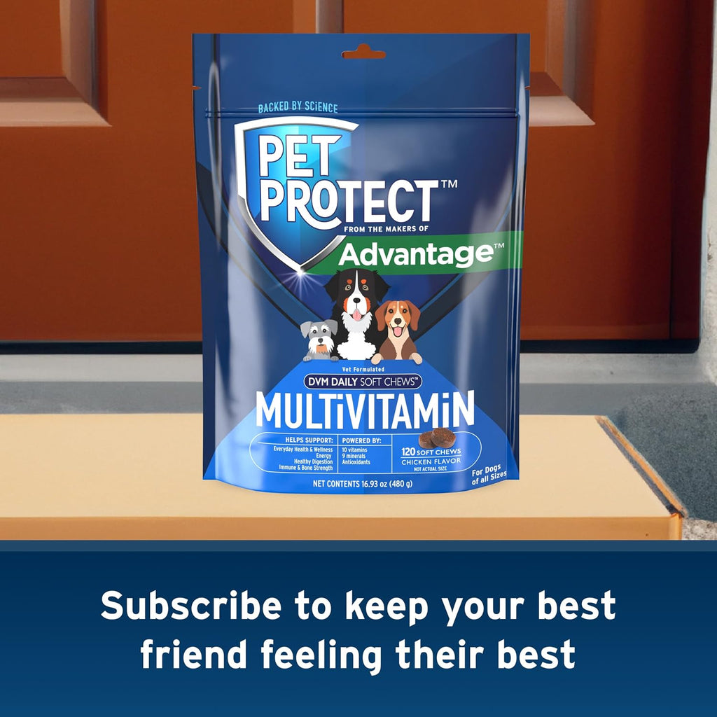 Pet Protect Multivitamínico para Perros, Masticables Blandos Formulados por Veterinarios, Sabor a Pollo (120 unidades)