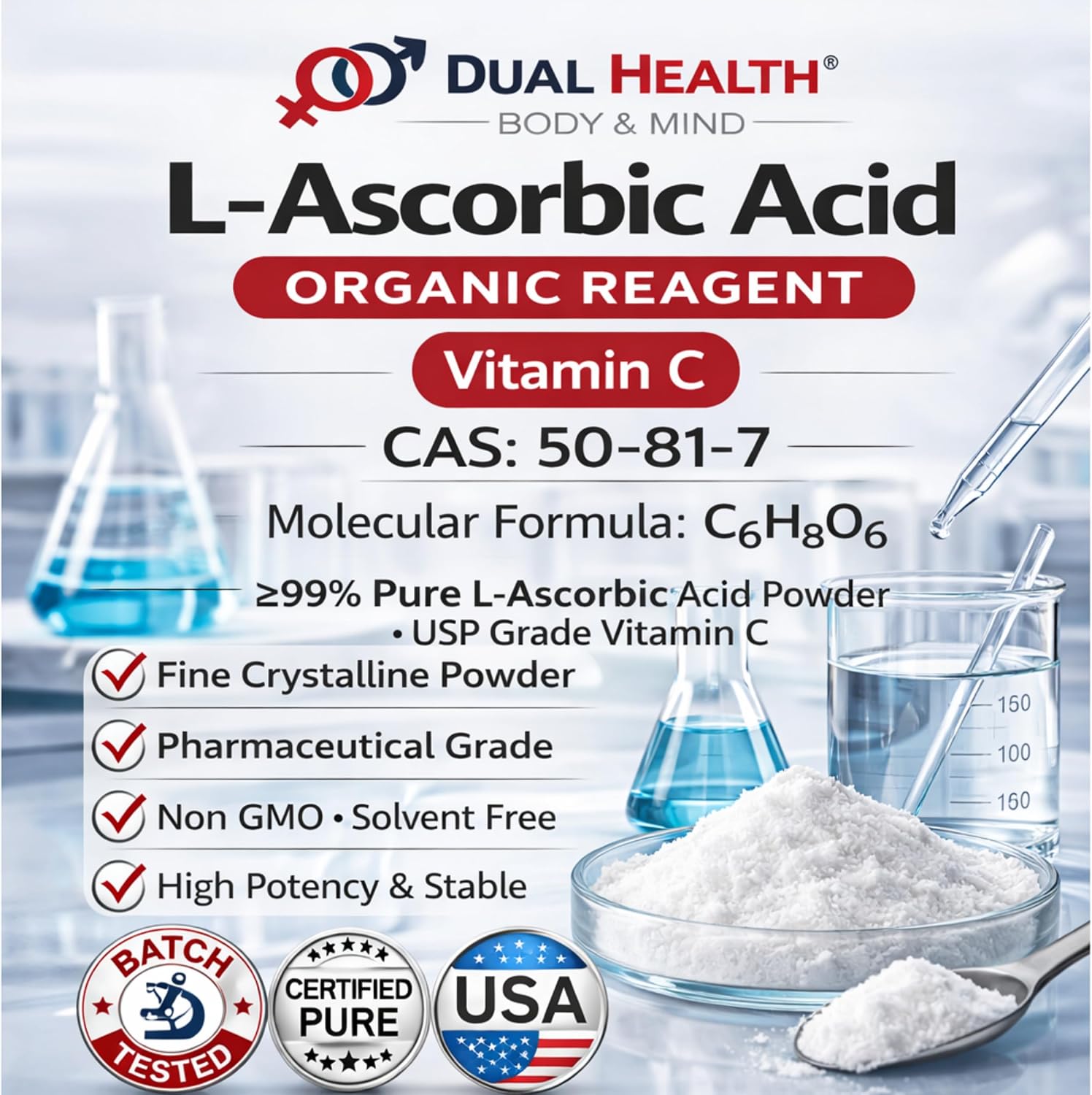 Pure Ascorbic Acid Powder 500g - High Potency Vitamin C